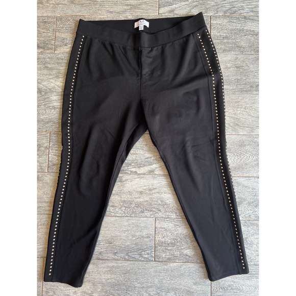 Magaschoni Pull on Ankle Pants Plus Size 2X Gold Studded XXL 2X Stretch Trousers - Picture 1 of 10